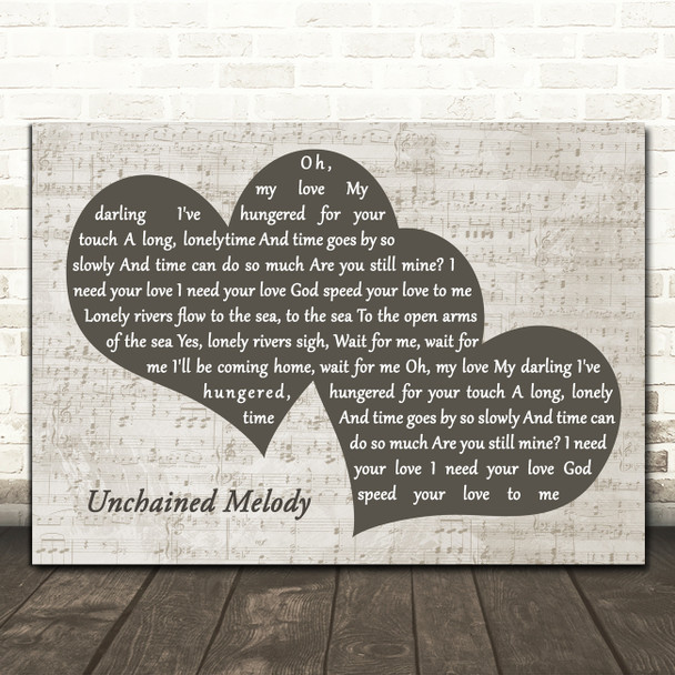 The Righteous Brothers Unchained Melody Landscape Music Script Two Hearts Song Lyric Music Art Print