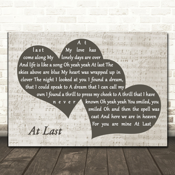 Etta James At Last Landscape Music Script Two Hearts Song Lyric Music Art Print