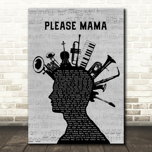 Go Cat Go Please Mama Please Musical Instrument Mohawk Song Lyric Music Art Print