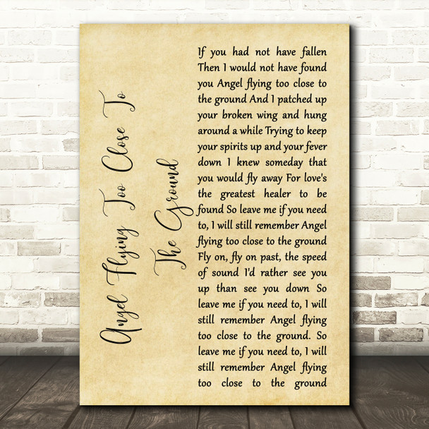 Willie Nelson Angel Flying Too Close To The Ground Rustic Script Song Lyric Music Art Print