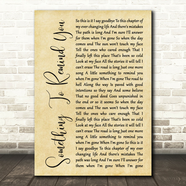 Staind Something To Remind You Rustic Script Song Lyric Music Art Print