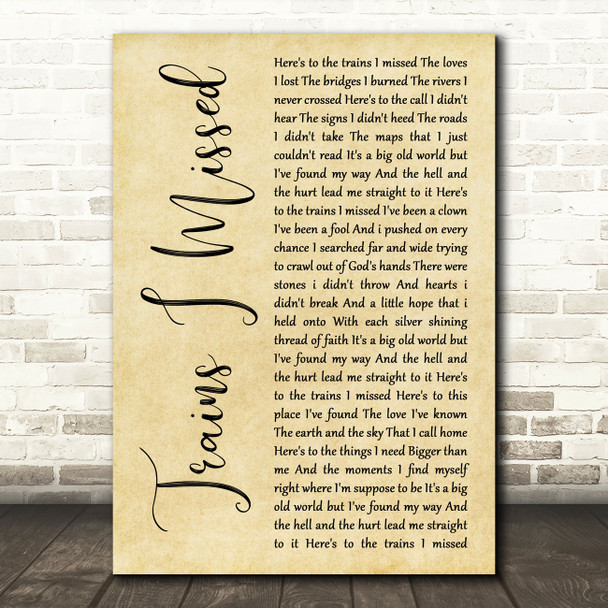 Walt Wilkins Trains I Missed Rustic Script Song Lyric Music Art Print