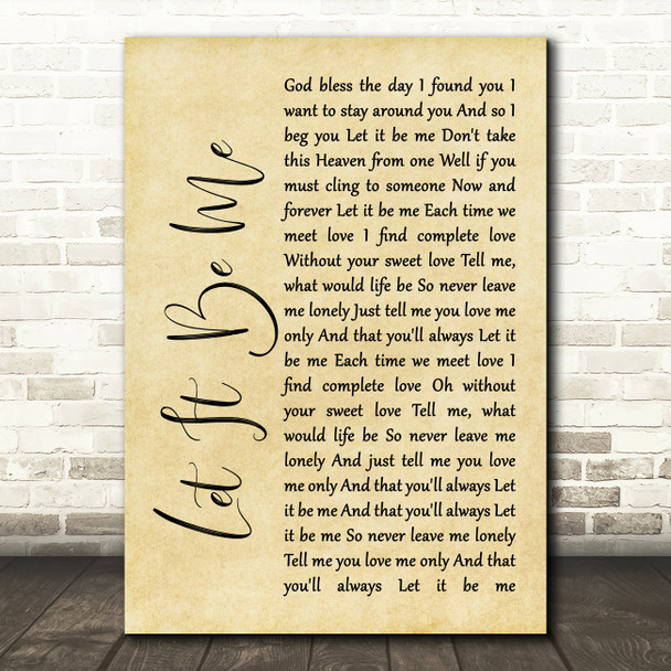 Elvis Presley Let It Be Me Rustic Script Song Lyric Music Art Print