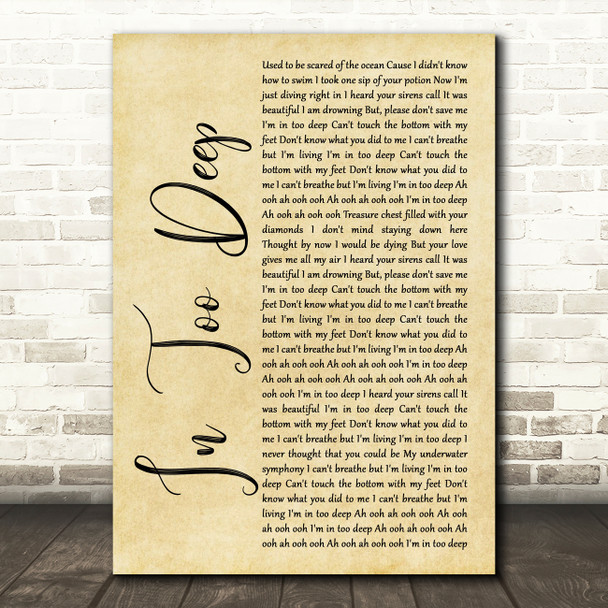 Why Don't We In Too Deep Rustic Script Song Lyric Music Art Print