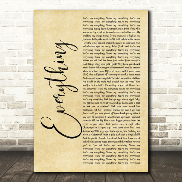 Jaden Smith Everything Rustic Script Song Lyric Music Art Print