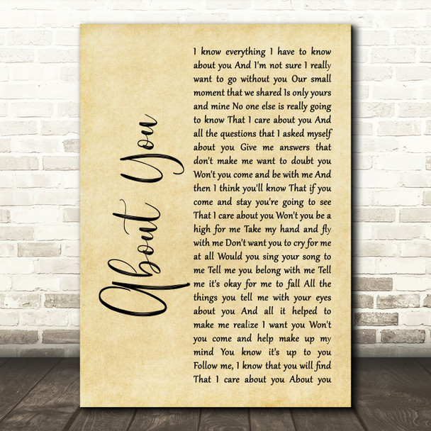 Cecilio & Kapono About You Rustic Script Song Lyric Music Art Print