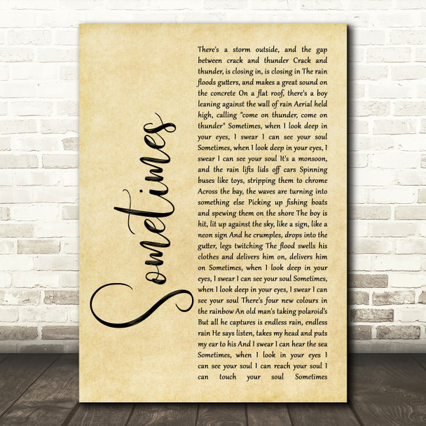 James Sometimes Rustic Script Song Lyric Music Art Print