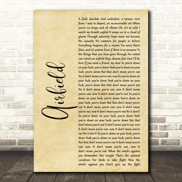 Enter Shikari Airfield Rustic Script Song Lyric Music Art Print