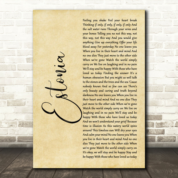 Marillion Estonia Rustic Script Song Lyric Music Art Print