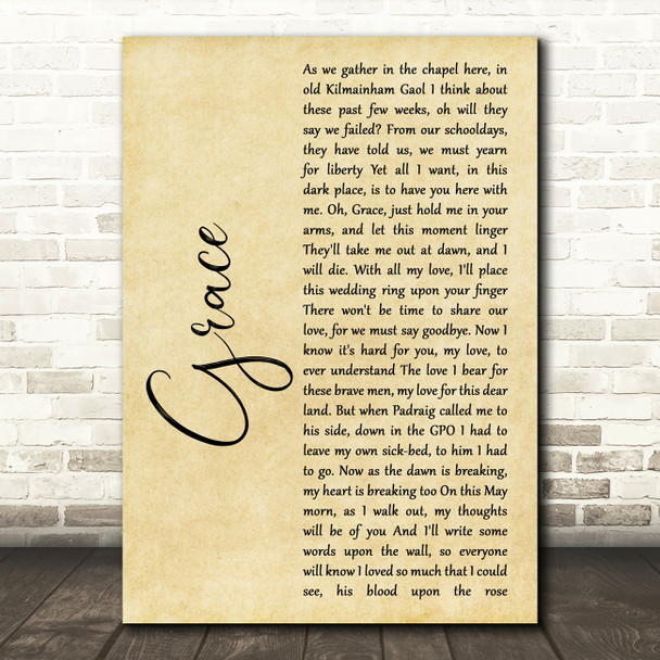 Jim McCann Grace Rustic Script Song Lyric Music Art Print