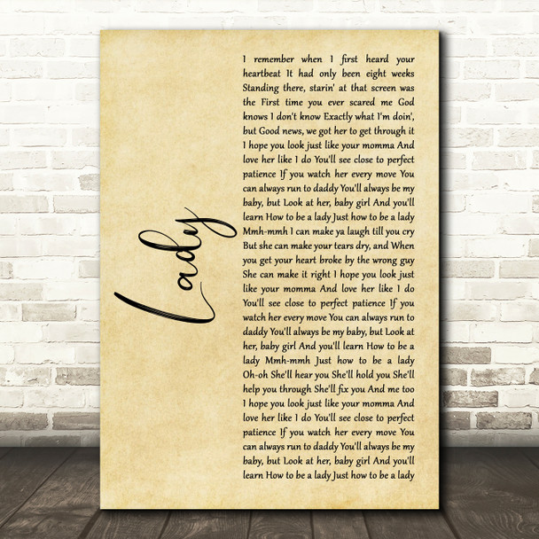 Brett Young Lady Rustic Script Song Lyric Music Art Print