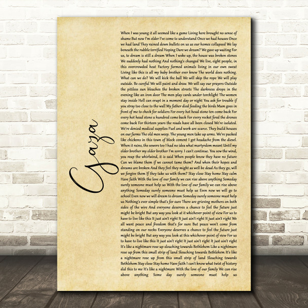 Marillion Gaza Rustic Script Song Lyric Music Art Print