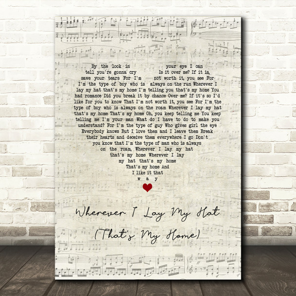 Paul Young Wherever I Lay My Hat (That's My Home) Script Heart Song Lyric Music Art Print