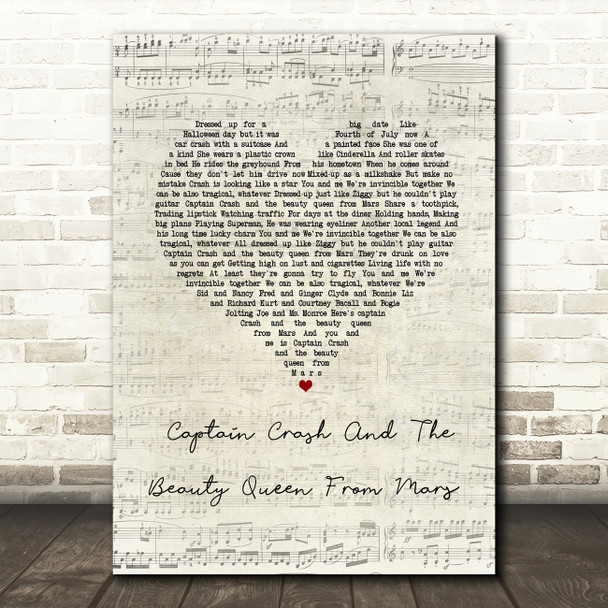 Bon Jovi Captain Crash And The Beauty Queen From Mars Script Heart Song Lyric Music Art Print