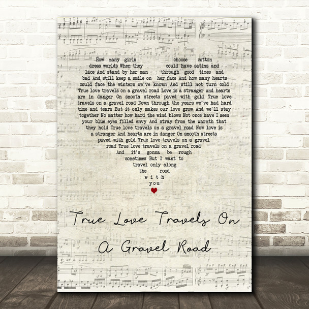 Nick Lowe True Love Travels On A Gravel Road Script Heart Song Lyric Music Art Print