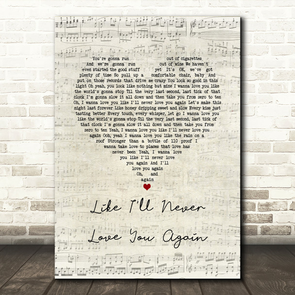 Carrie Underwood Like I'll Never Love You Again Script Heart Song Lyric Music Art Print