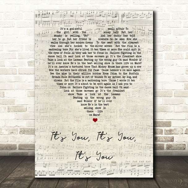 Joe Dolan It's You, It's You,It's You Script Heart Song Lyric Music Art Print