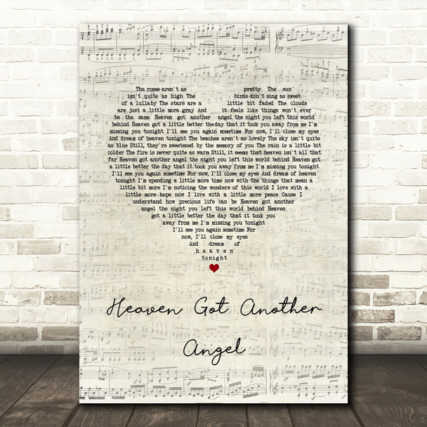 Gordon Garner Heaven Got Another Angel Script Heart Song Lyric Music Art Print