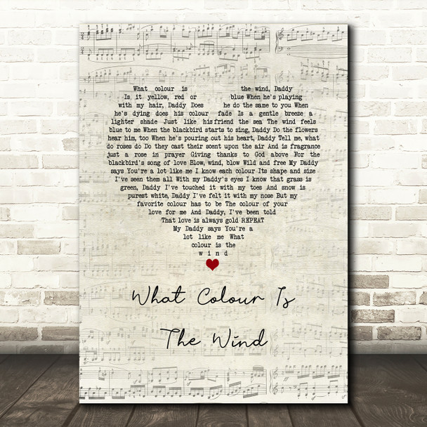 Charlie Landsborough What Colour Is The Wind Script Heart Song Lyric Music Art Print