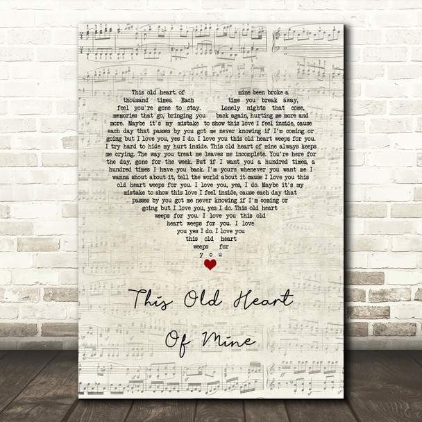 Rod Stewart This Old Heart Of Mine Script Heart Song Lyric Music Art Print