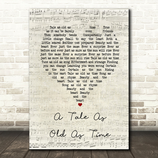 Celine Dion A Tale As Old As Time Script Heart Song Lyric Music Art Print