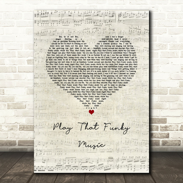 Wild Cherry Play That Funky Music Script Heart Song Lyric Music Art Print