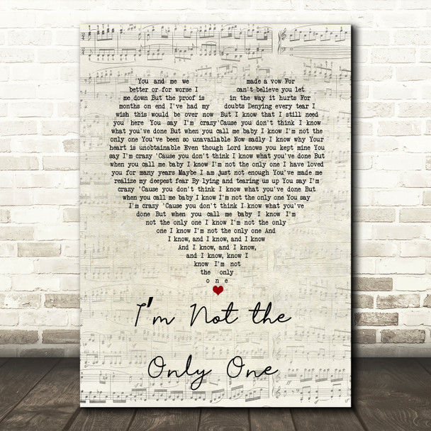 Sam Smith Im Not the Only One Script Heart Song Lyric Music Art Print