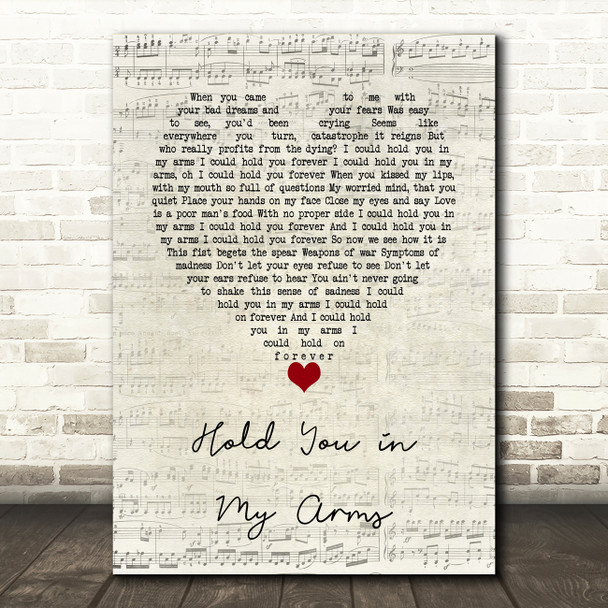 Ray LaMontagne Hold You in My Arms Script Heart Song Lyric Music Art Print