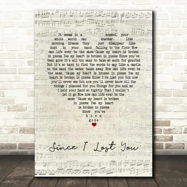 Genesis Since I Lost You Script Heart Song Lyric Music Art Print