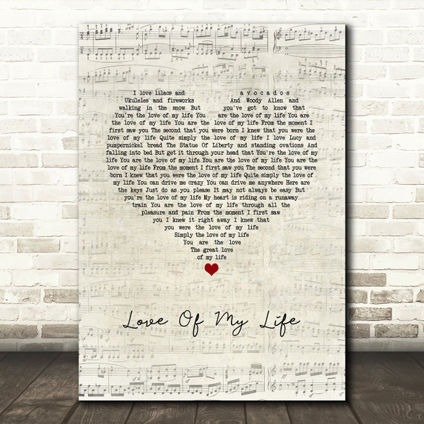 Carly Simon Love Of My Life Script Heart Song Lyric Music Art Print