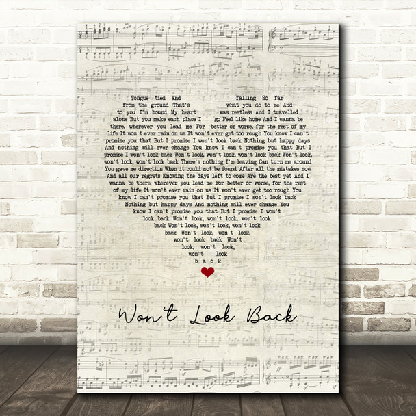 Josh Groban Won't Look Back Script Heart Song Lyric Music Art Print