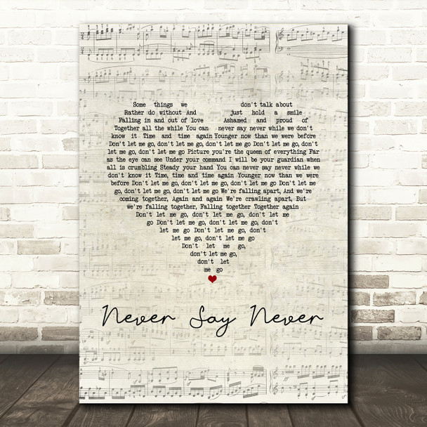 The Fray Never Say Never Script Heart Song Lyric Music Art Print