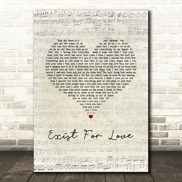 AURORA Exist For Love Script Heart Song Lyric Music Art Print