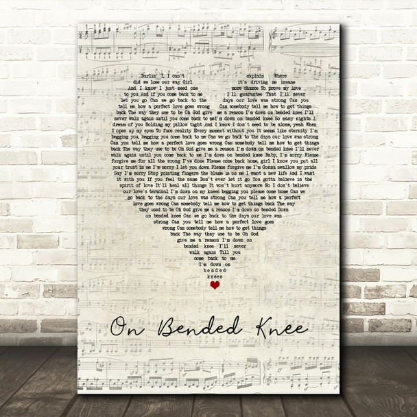 Boyz II Men On Bended Knee Script Heart Song Lyric Music Art Print