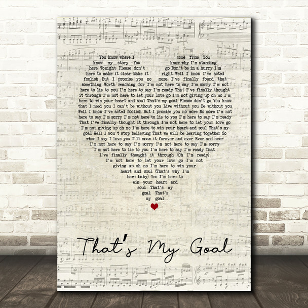 Shayne Ward Thats My Goal Script Heart Song Lyric Music Art Print