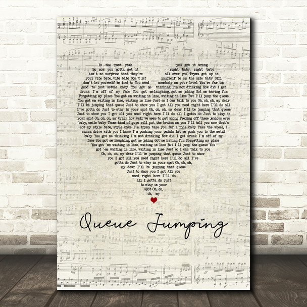 Plan B Queue Jumping Script Heart Song Lyric Music Art Print