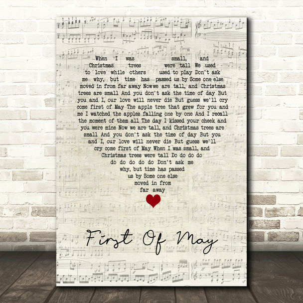 Bee Gees First Of May Script Heart Song Lyric Music Art Print