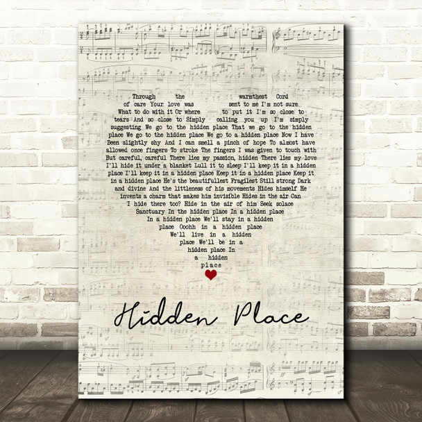 Bjork Hidden Place Script Heart Song Lyric Music Art Print