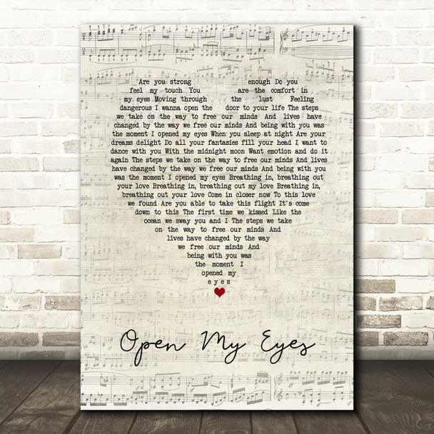 Buckcherry Open My Eyes Script Heart Song Lyric Music Art Print