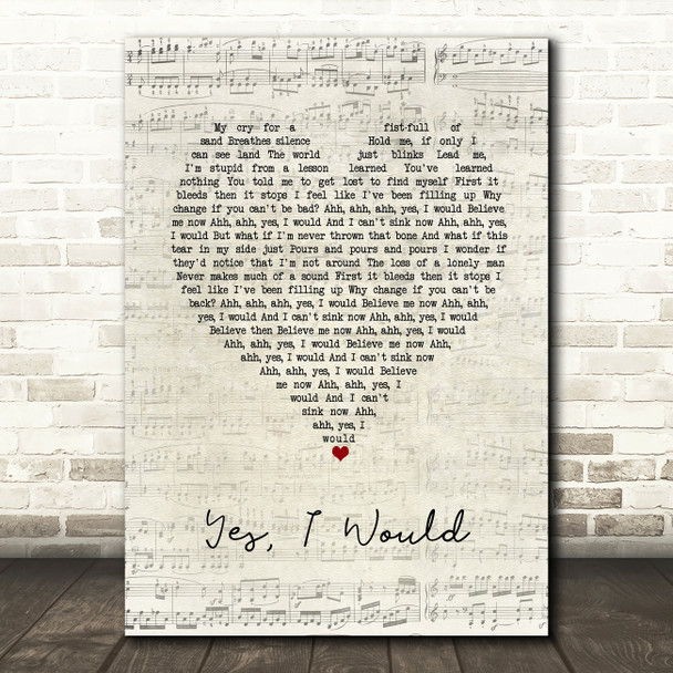 Frightened Rabbit Yes, I Would Script Heart Song Lyric Music Art Print