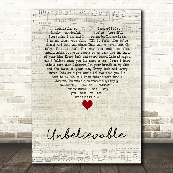 Josh Gracin Unbelievable Script Heart Song Lyric Music Art Print