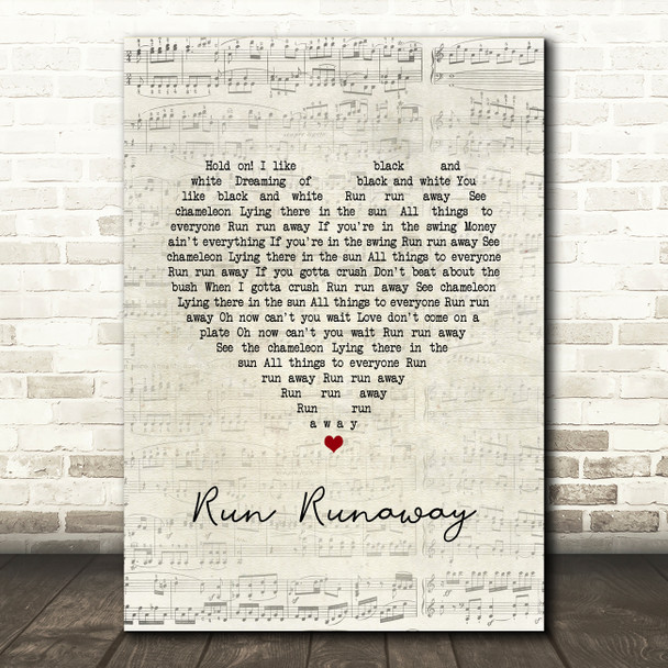 Slade Run Runaway Script Heart Song Lyric Music Art Print