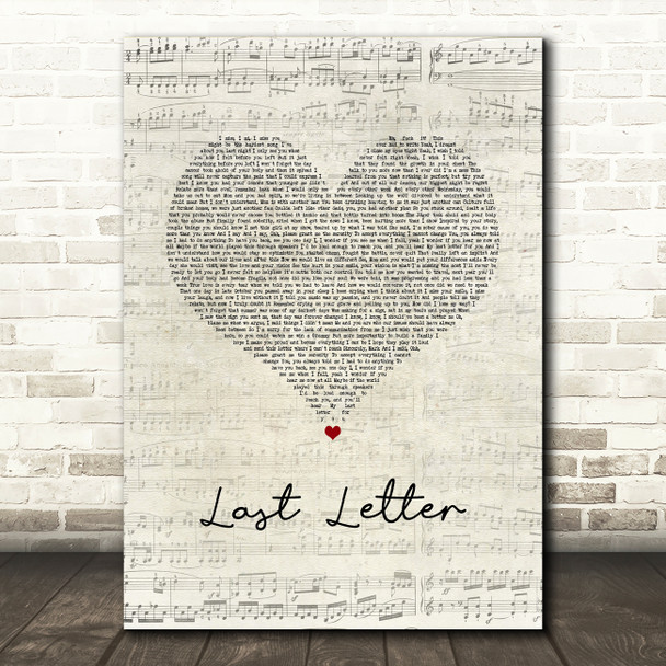 Witt Lowry Last Letter Script Heart Song Lyric Music Art Print