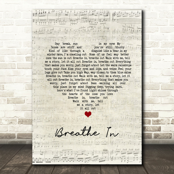 Daddy Was A Milkman Breathe In Script Heart Song Lyric Music Art Print