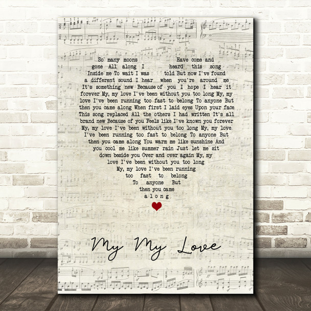 Joshua Radin My My Love Script Heart Song Lyric Music Art Print