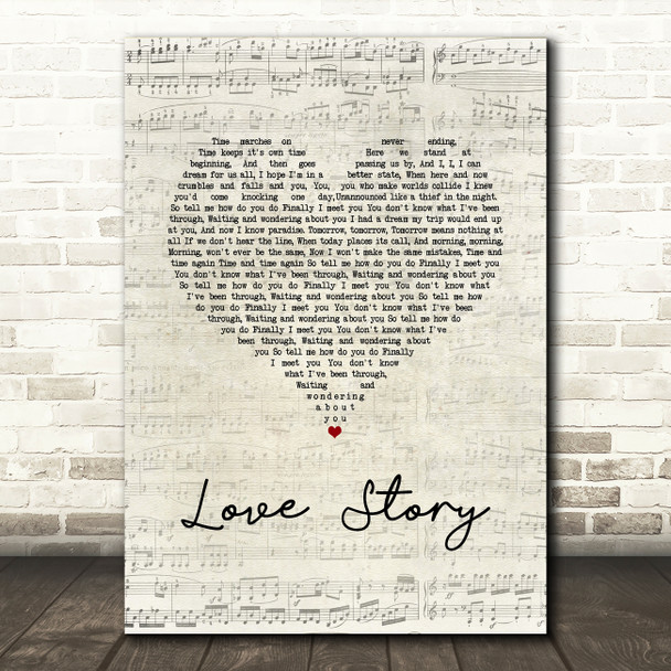 Layo & Bushwacka! Love Story Script Heart Song Lyric Music Art Print