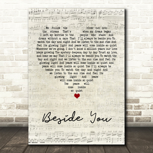 Simply Red Beside You Script Heart Song Lyric Music Art Print