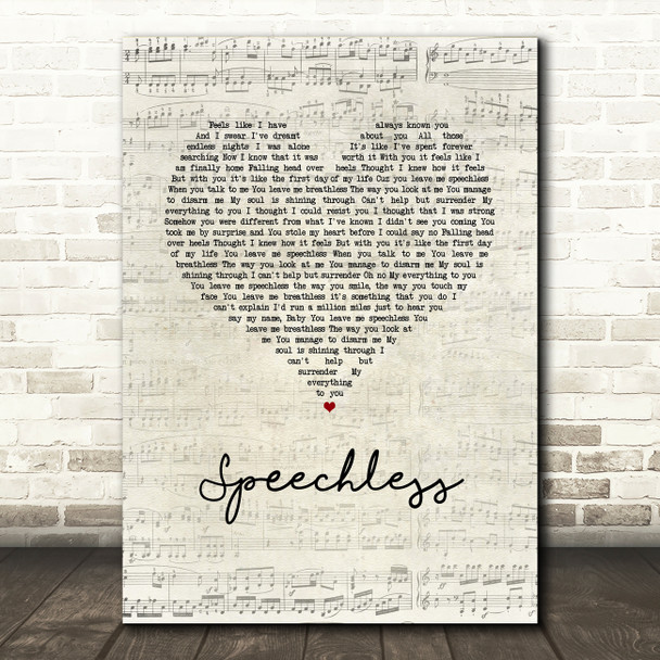 The Veronicas Speechless Script Heart Song Lyric Music Art Print