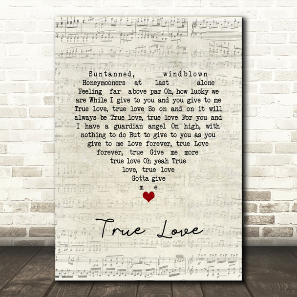 Elton John & Kiki Dee True Love Script Heart Song Lyric Music Art Print