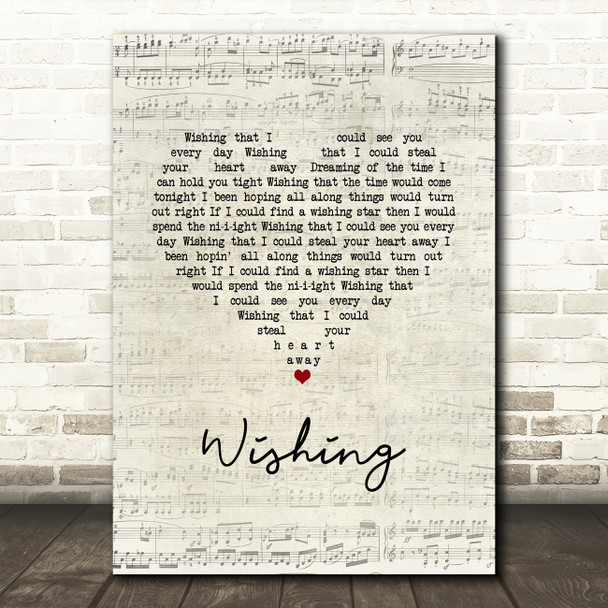 Buddy Holly Wishing Script Heart Song Lyric Music Art Print
